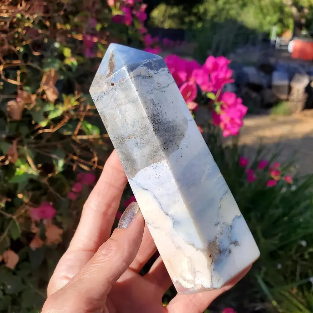 Ocean Jasper Blue Pink Druzy Sea Crystal Tower Point 508 grams